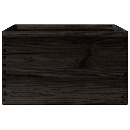 Houten kist met handvatten 40x30x23 cm massief grenenhout zwart