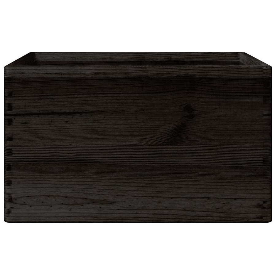 Houten kist met handvatten 40x30x23 cm massief grenenhout zwart