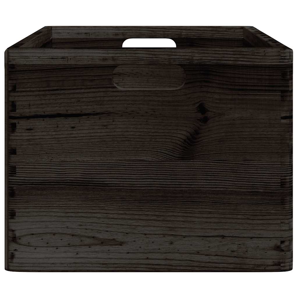 Houten kist met handvatten 40x30x23 cm massief grenenhout zwart