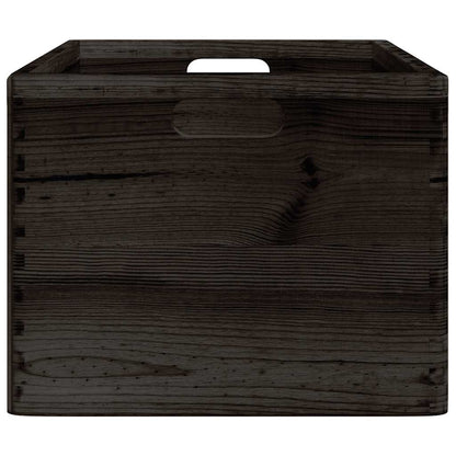 Houten kist met handvatten 40x30x23 cm massief grenenhout zwart