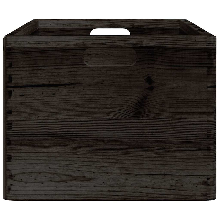 Houten kist met handvatten 40x30x23 cm massief grenenhout zwart