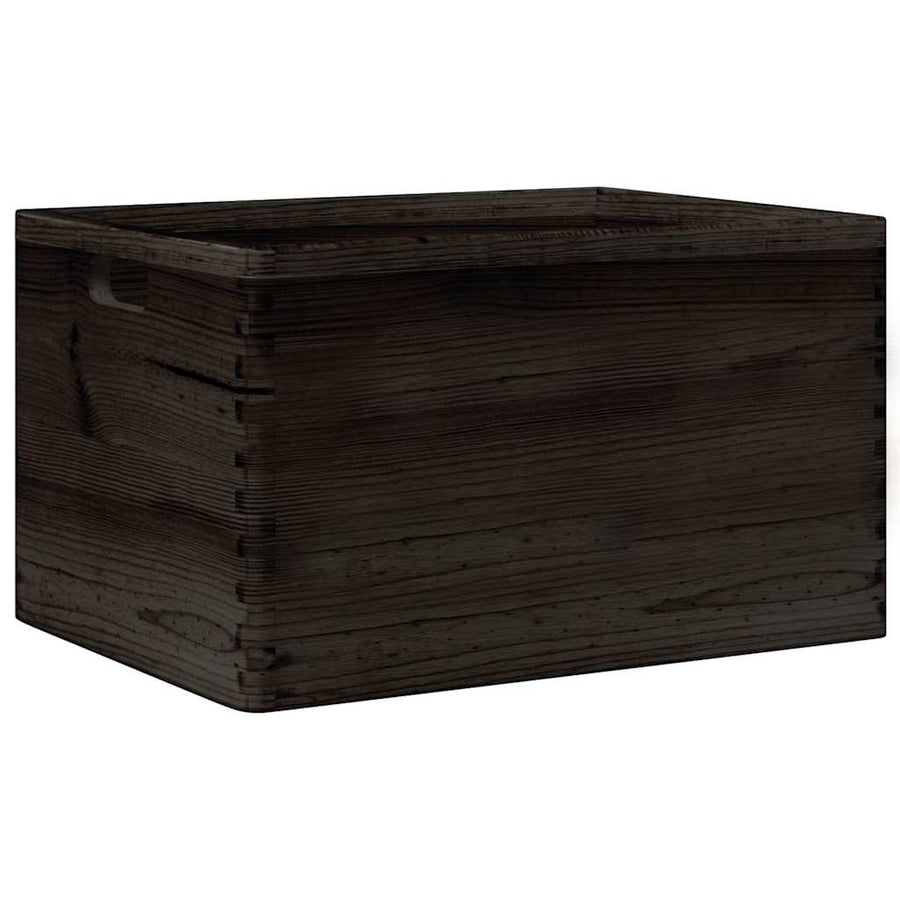 Houten kist met handvatten 40x30x23 cm massief grenenhout zwart