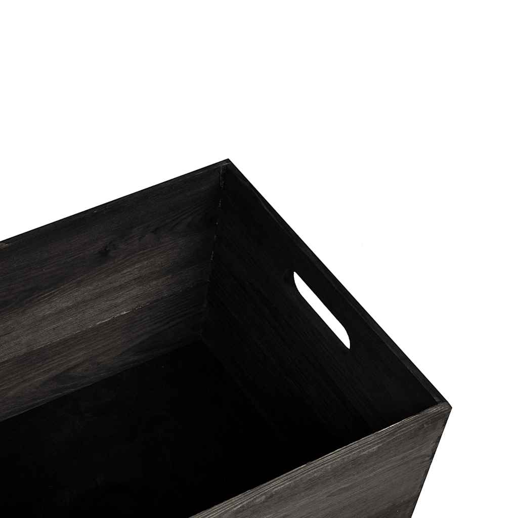 Houten kist met handvatten 40x30x23 cm massief grenenhout zwart