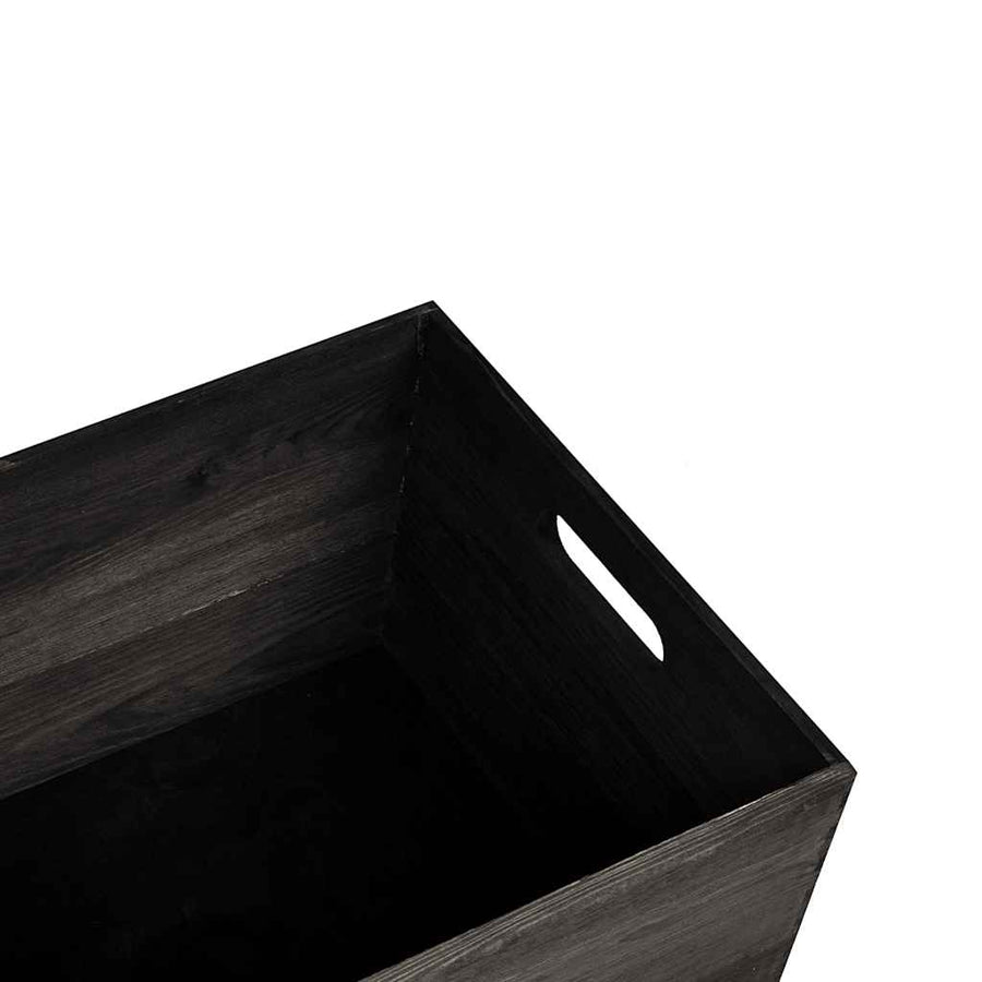 Houten kist met handvatten 40x30x23 cm massief grenenhout zwart