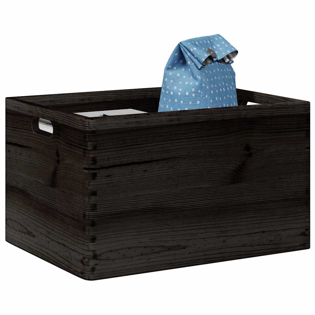 Houten kist met handvatten 40x30x23 cm massief grenenhout zwart