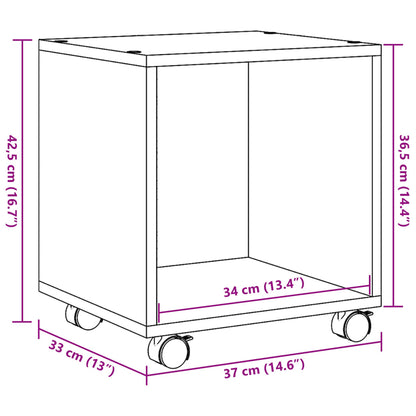 Rolkast 37x33x42,5 cm bewerkt hout gerookt eikenkleurig
