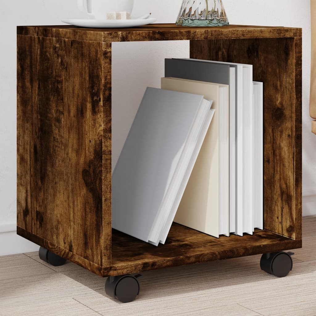 Rolkast 37x33x42,5 cm bewerkt hout gerookt eikenkleurig