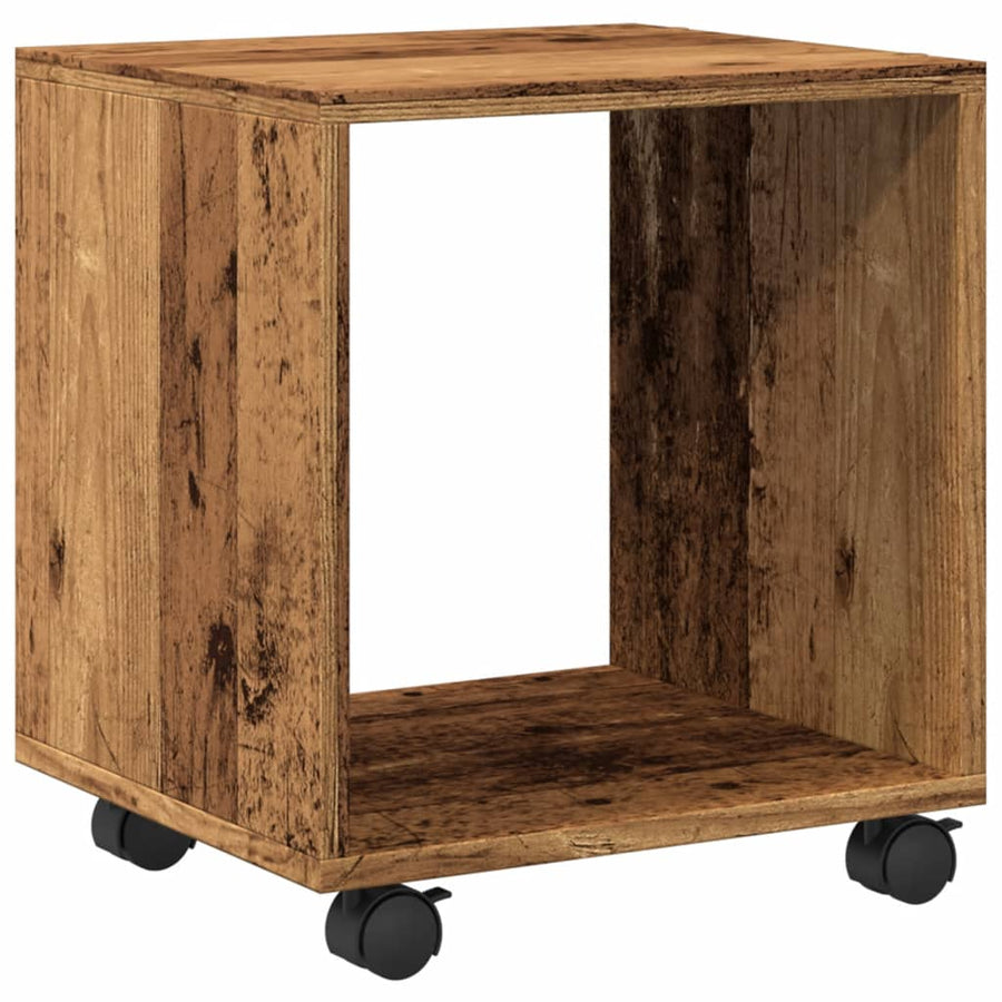 Rolkast 37x33x42,5 cm bewerkt hout oud houtkleurig