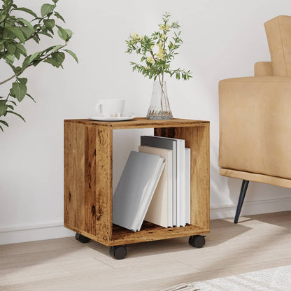 Rolkast 37x33x42,5 cm bewerkt hout oud houtkleurig
