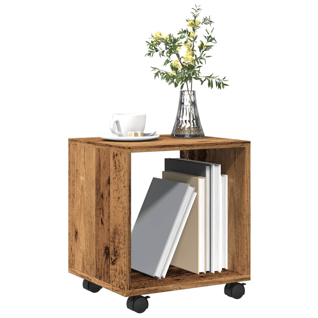 Rolkast 37x33x42,5 cm bewerkt hout oud houtkleurig