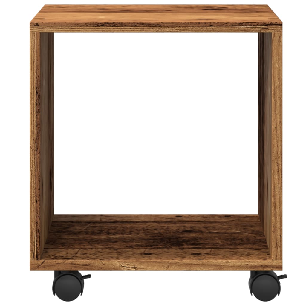 Rolkast 37x33x42,5 cm bewerkt hout oud houtkleurig