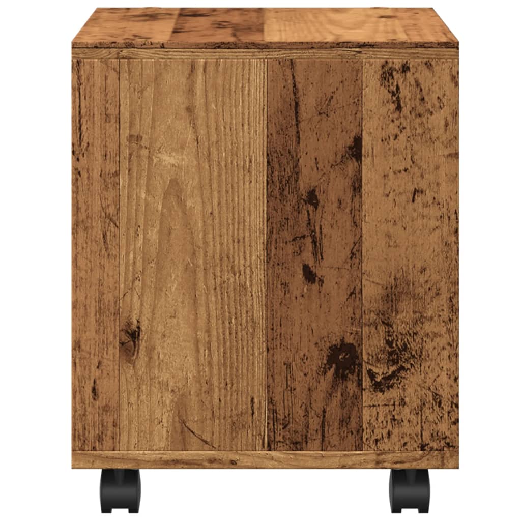 Rolkast 37x33x42,5 cm bewerkt hout oud houtkleurig