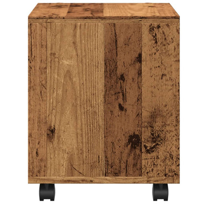 Rolkast 37x33x42,5 cm bewerkt hout oud houtkleurig