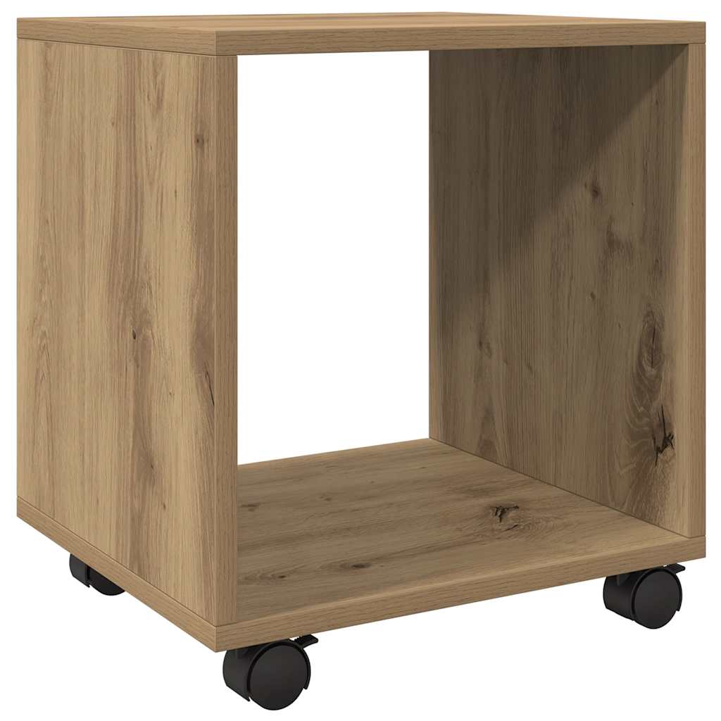 Rolkast 37x33x42,5 cm bewerkt hout artisanaal eikenkleurig