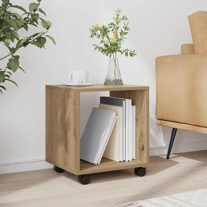 Rolkast 37x33x42,5 cm bewerkt hout artisanaal eikenkleurig