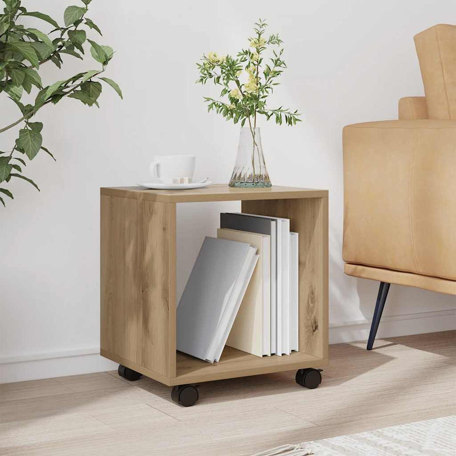 Rolkast 37x33x42,5 cm bewerkt hout artisanaal eikenkleurig