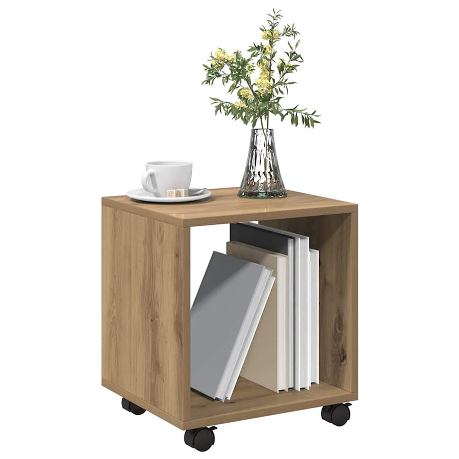 Rolkast 37x33x42,5 cm bewerkt hout artisanaal eikenkleurig