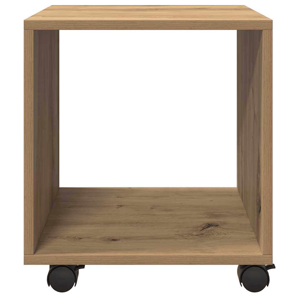 Rolkast 37x33x42,5 cm bewerkt hout artisanaal eikenkleurig