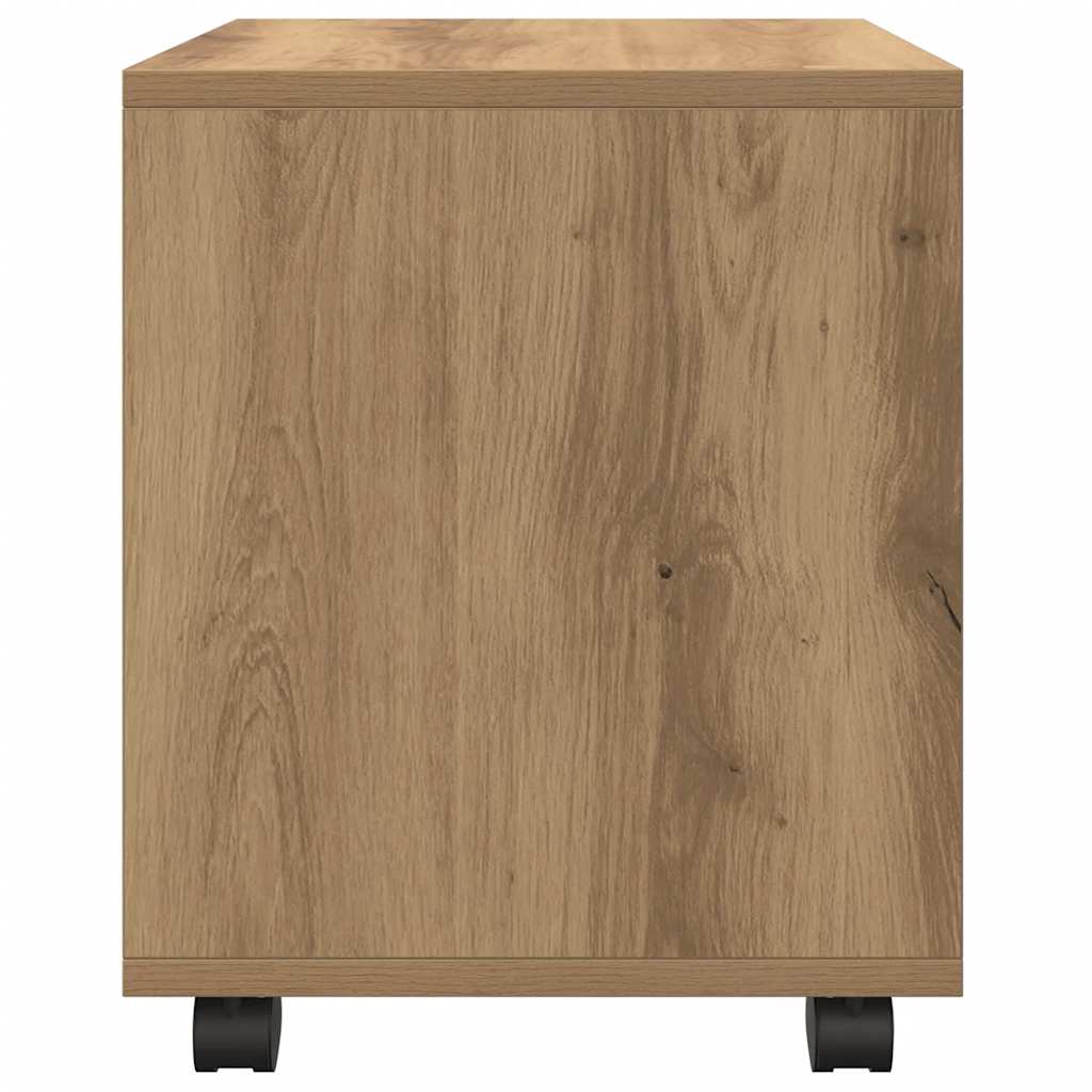 Rolkast 37x33x42,5 cm bewerkt hout artisanaal eikenkleurig