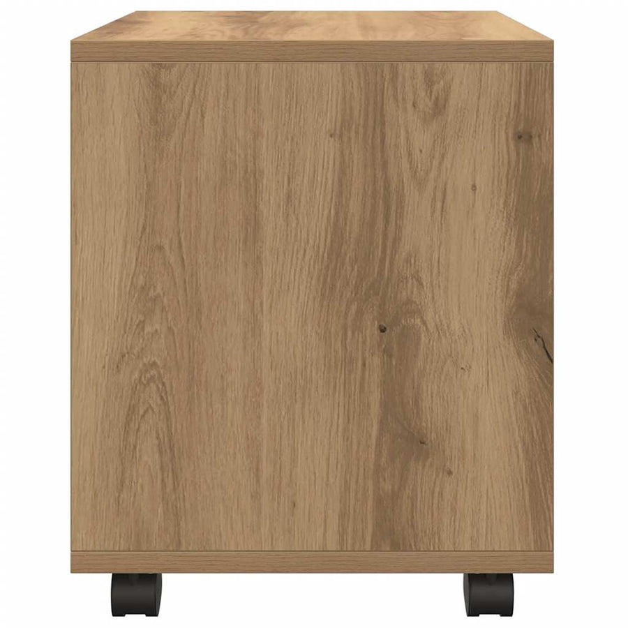 Rolkast 37x33x42,5 cm bewerkt hout artisanaal eikenkleurig