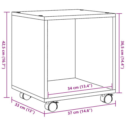Rolkast 37x33x42,5 cm bewerkt hout artisanaal eikenkleurig