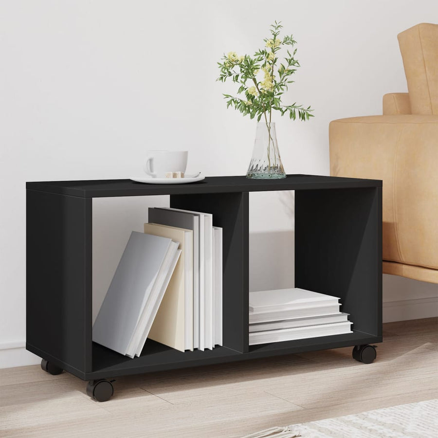 Rolkast 72x33x42,5 cm bewerkt hout zwart