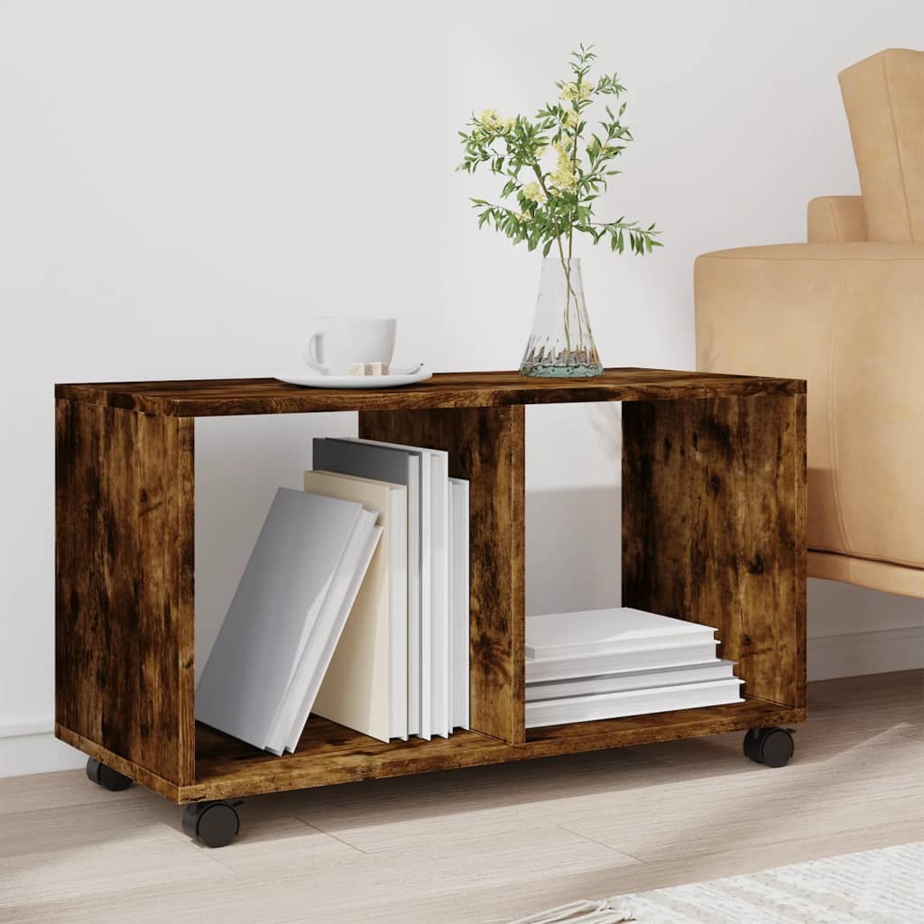 Rolkast 72x33x42,5 cm bewerkt hout gerookt eikenkleurig