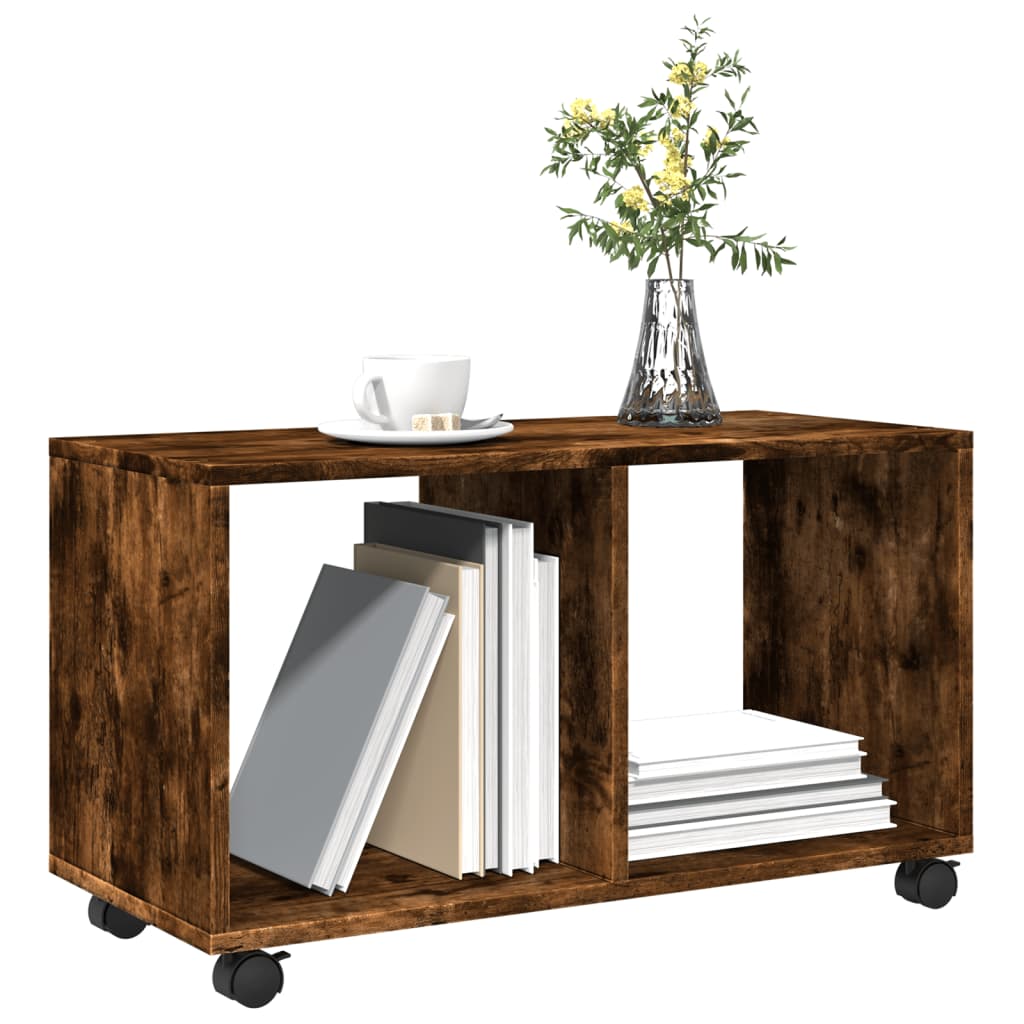 Rolkast 72x33x42,5 cm bewerkt hout gerookt eikenkleurig