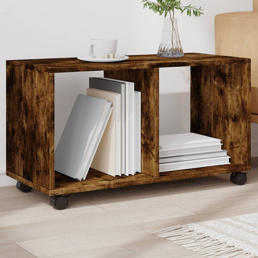 Rolkast 72x33x42,5 cm bewerkt hout gerookt eikenkleurig