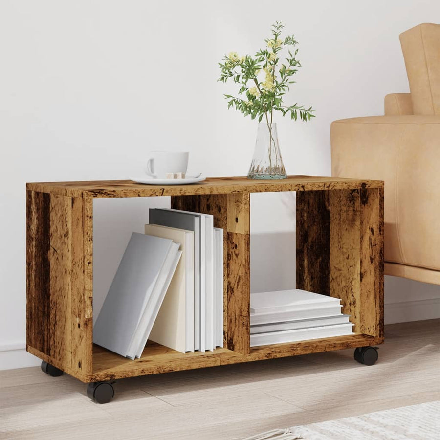 Rolkast 72x33x42,5 cm bewerkt hout oud houtkleurig