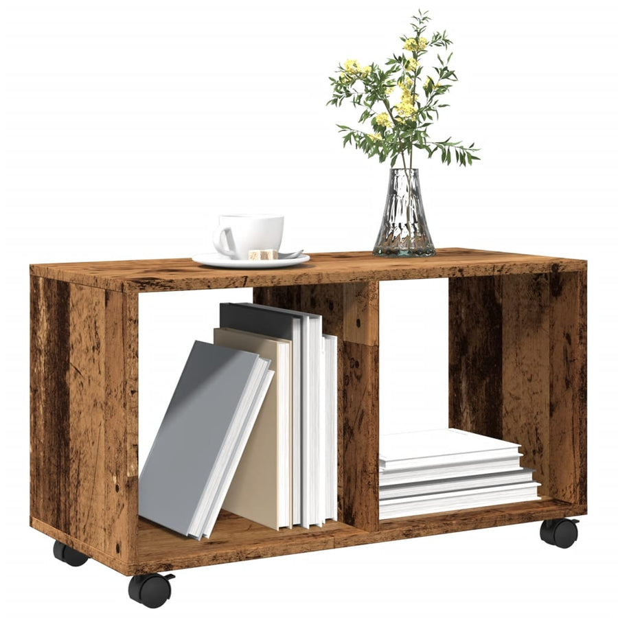 Rolkast 72x33x42,5 cm bewerkt hout oud houtkleurig