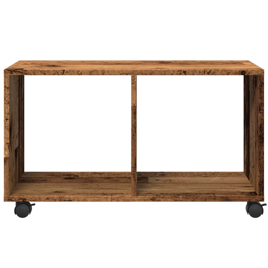 Rolkast 72x33x42,5 cm bewerkt hout oud houtkleurig