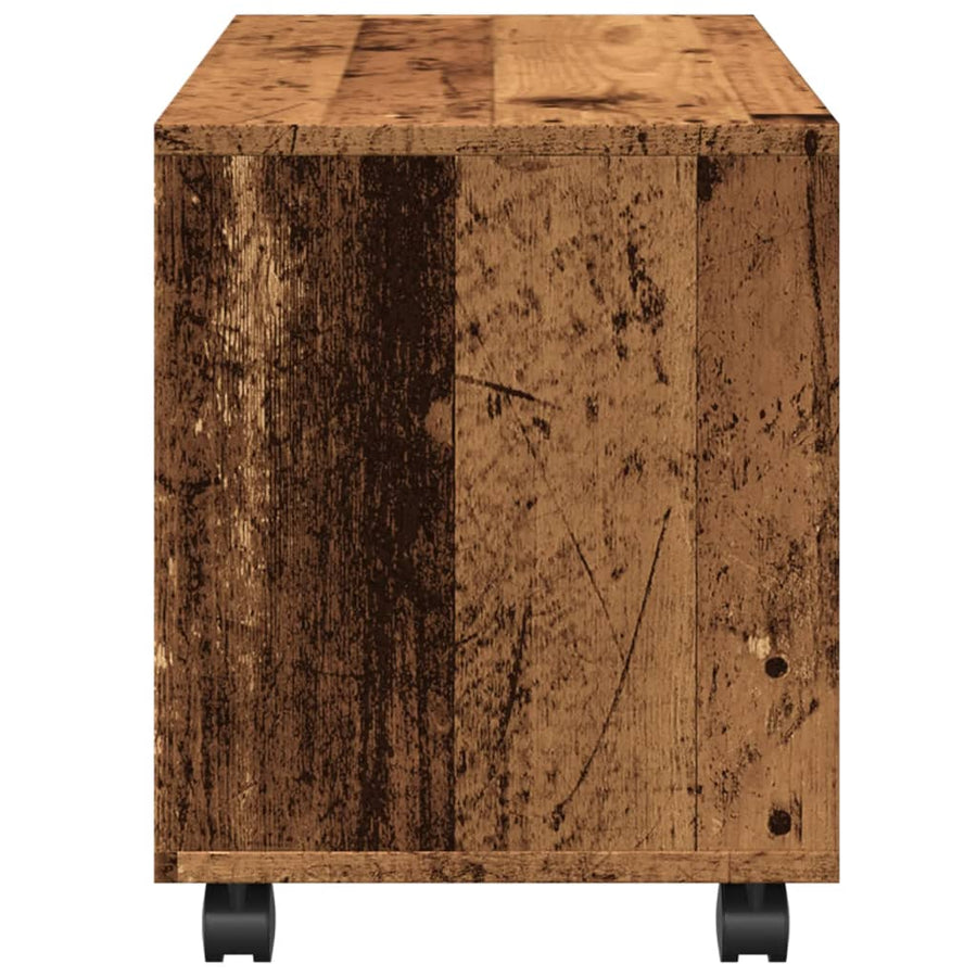 Rolkast 72x33x42,5 cm bewerkt hout oud houtkleurig