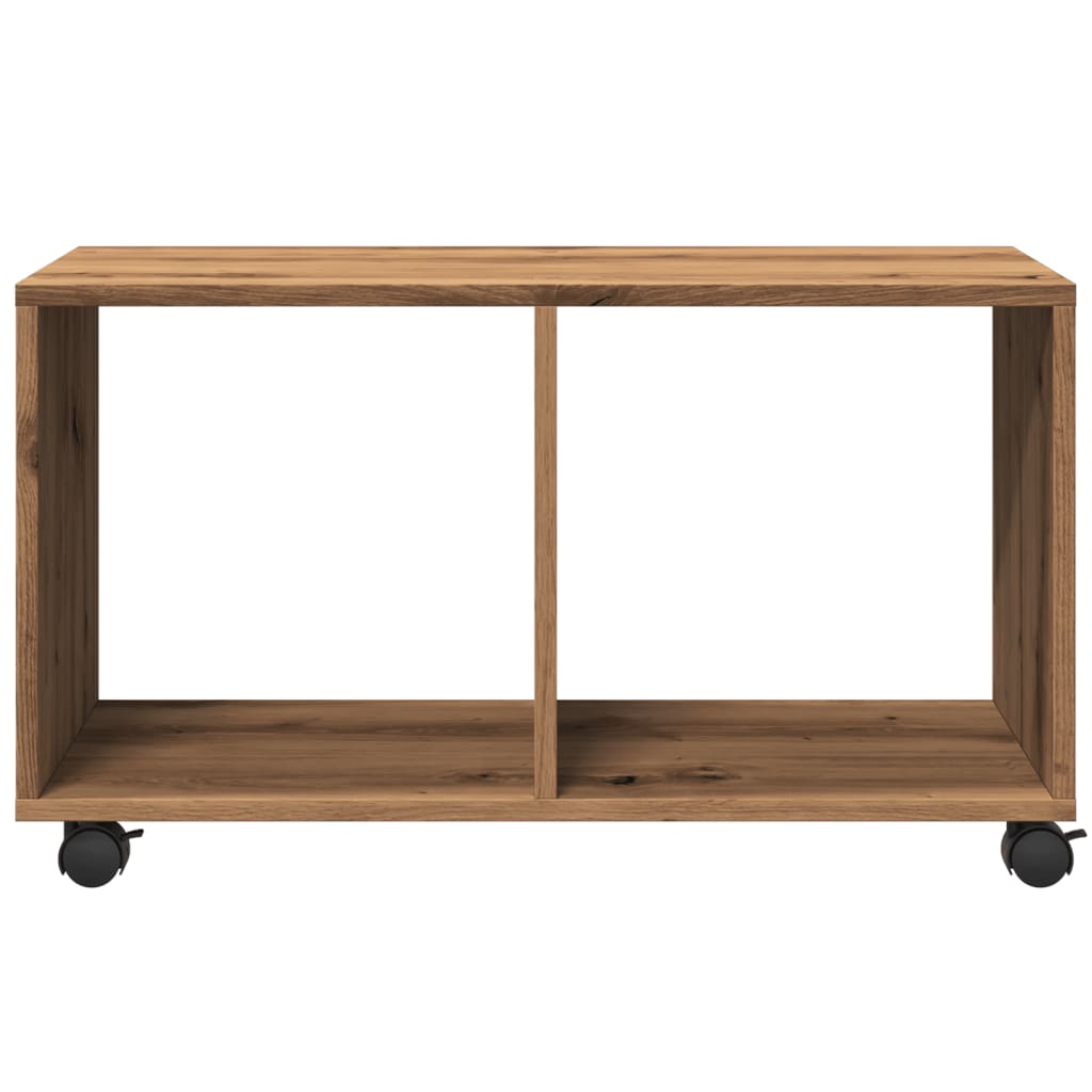Rolkast 72x33x42,5 cm bewerkt hout artisanaal eikenkleurig