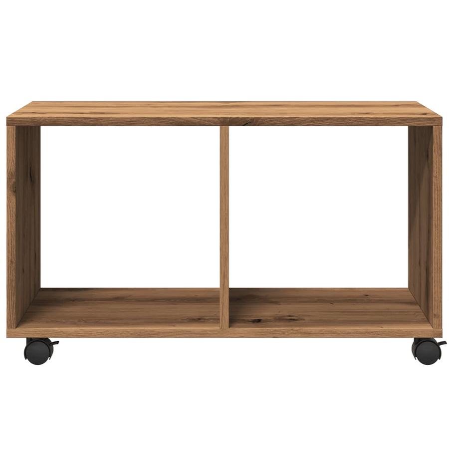 Rolkast 72x33x42,5 cm bewerkt hout artisanaal eikenkleurig