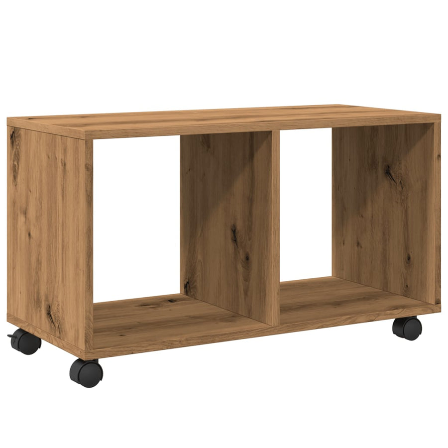 Rolkast 72x33x42,5 cm bewerkt hout artisanaal eikenkleurig