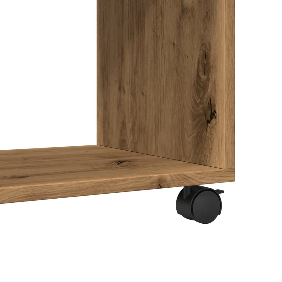 Rolkast 72x33x42,5 cm bewerkt hout artisanaal eikenkleurig