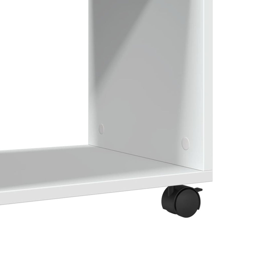 Bijzettafel met wieltjes 70x35x60 cm bewerkt hout wit