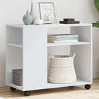 Side table with castors 70x35x60 cm distressed wood white