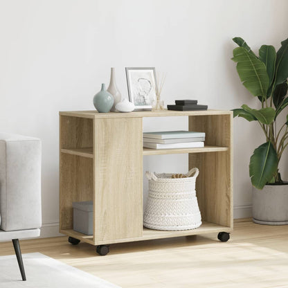 Bijzettafel met wieltjes 70x35x60 cm hout sonoma eikenkleurig