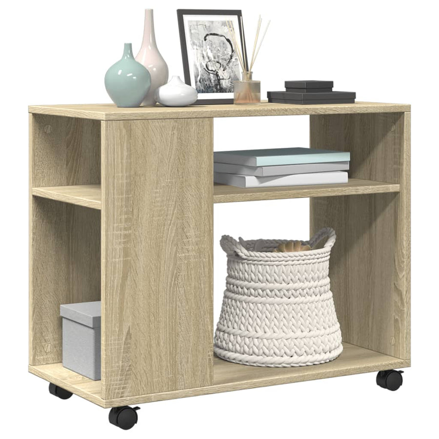 Bijzettafel met wieltjes 70x35x60 cm hout sonoma eikenkleurig