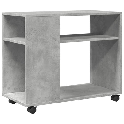 Bijzettafel met wielen 70x35x60 cm bewerkt hout betongrijs