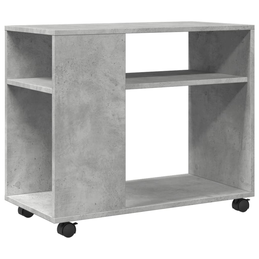 Bijzettafel met wielen 70x35x60 cm bewerkt hout betongrijs