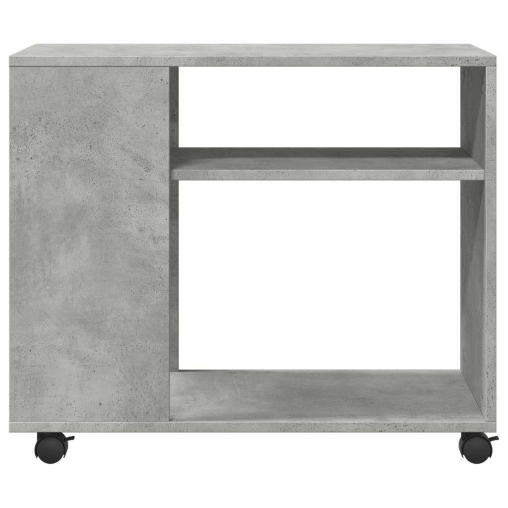 Bijzettafel met wielen 70x35x60 cm bewerkt hout betongrijs
