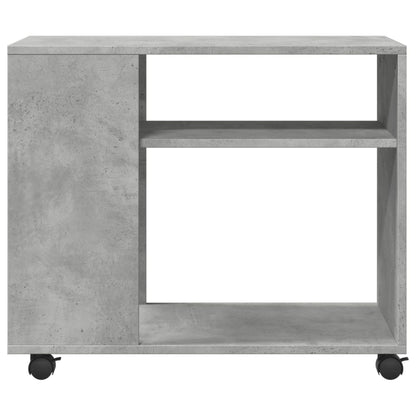 Bijzettafel met wielen 70x35x60 cm bewerkt hout betongrijs