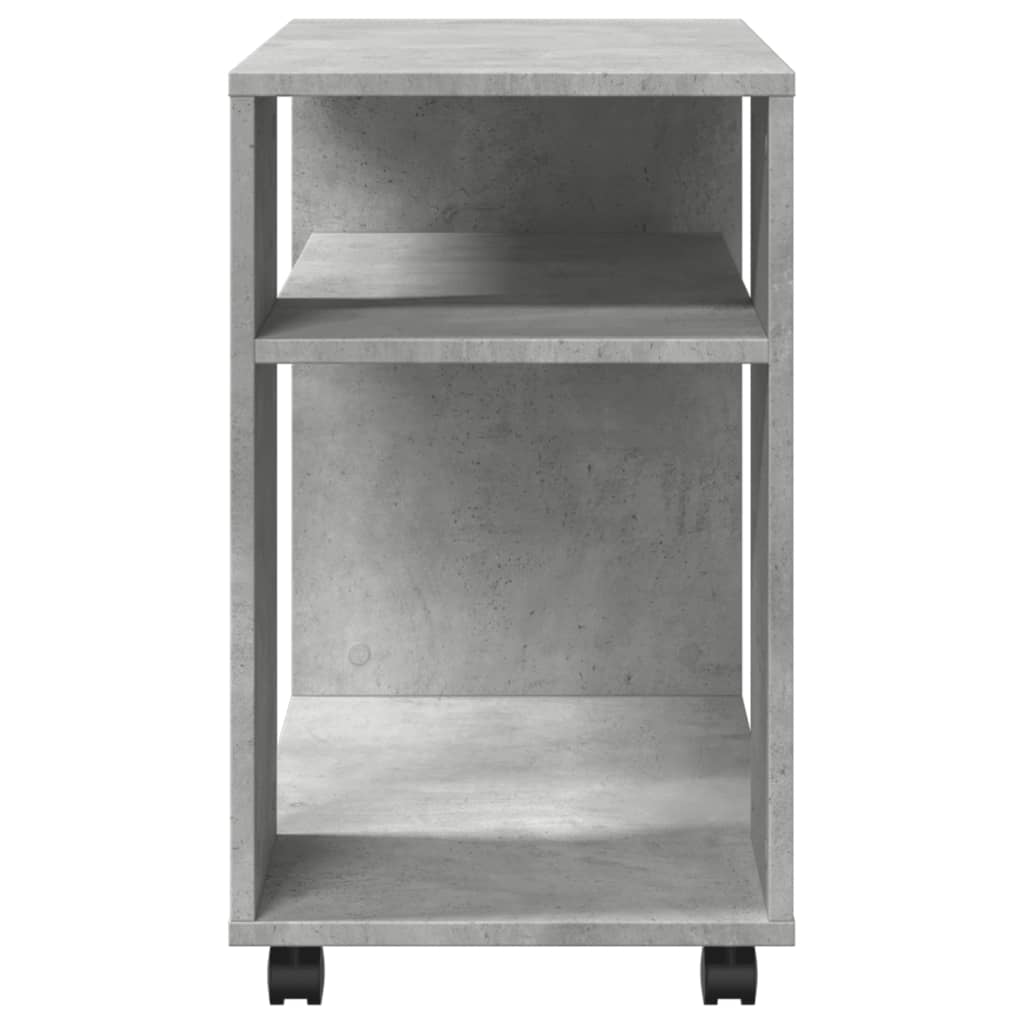 Bijzettafel met wielen 70x35x60 cm bewerkt hout betongrijs
