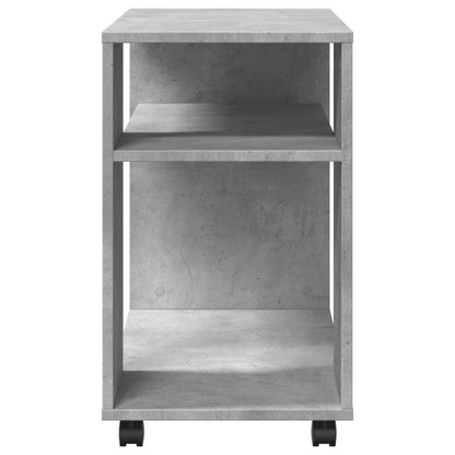 Bijzettafel met wielen 70x35x60 cm bewerkt hout betongrijs