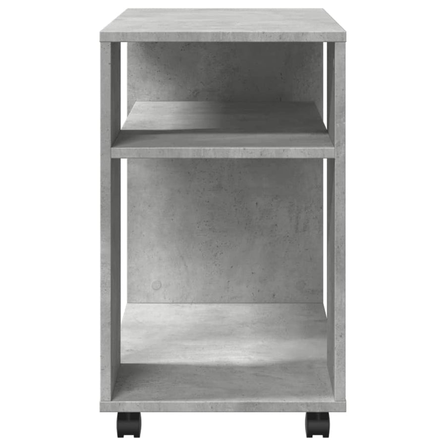 Bijzettafel met wielen 70x35x60 cm bewerkt hout betongrijs