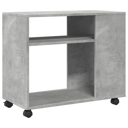 Bijzettafel met wielen 70x35x60 cm bewerkt hout betongrijs