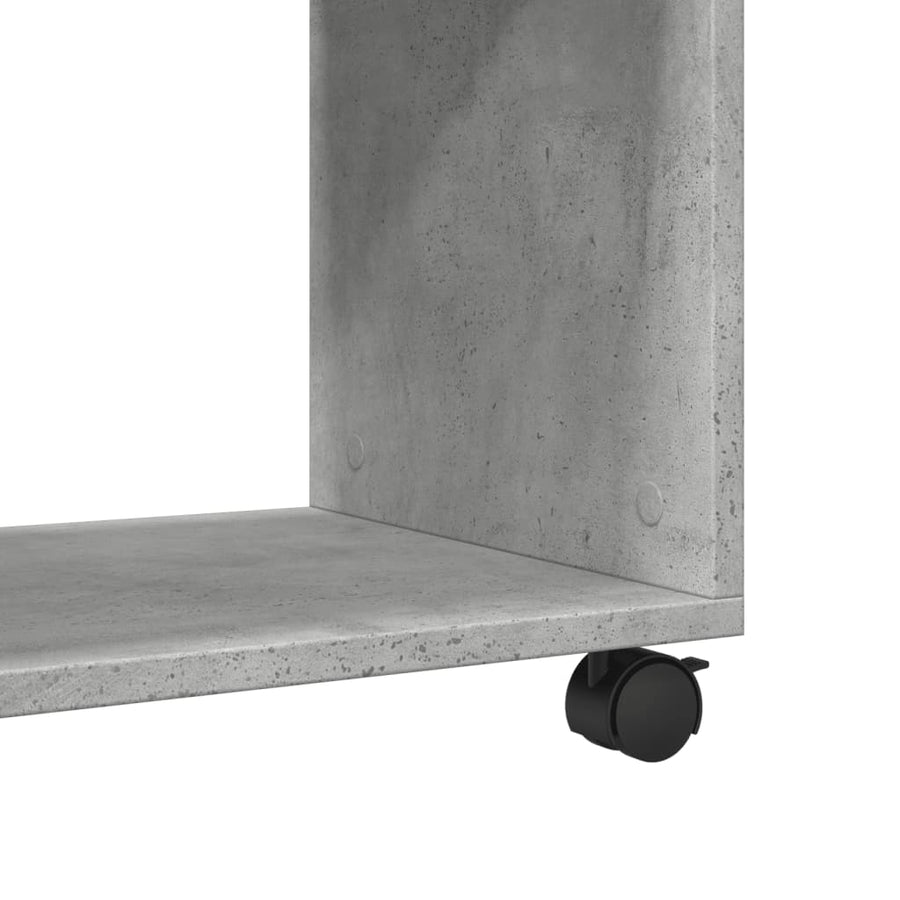 Bijzettafel met wielen 70x35x60 cm bewerkt hout betongrijs